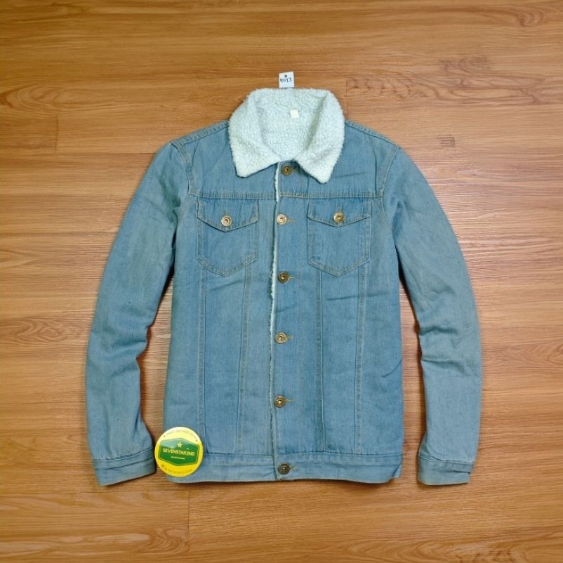 casual trucker denim sherpa jacket