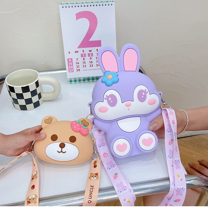 TAS SELEMPANG ANAK SILIKON KARAKTER / TAS ANAK TALI PANJANG/ TAS ANAK IMPORT