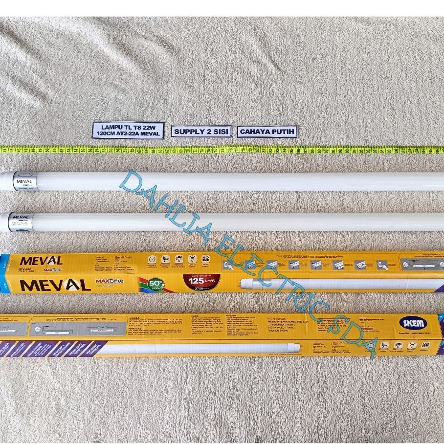 LAMPU TL LED T8 MAXBRITE 22W SUPPLY 2 SISI CAHAYA PUTIH MEVAL