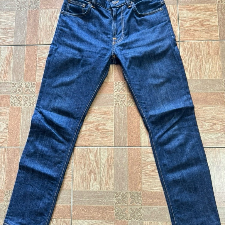 Celana Nudie Jeans Thin Finn Dry Ecru Embo Original