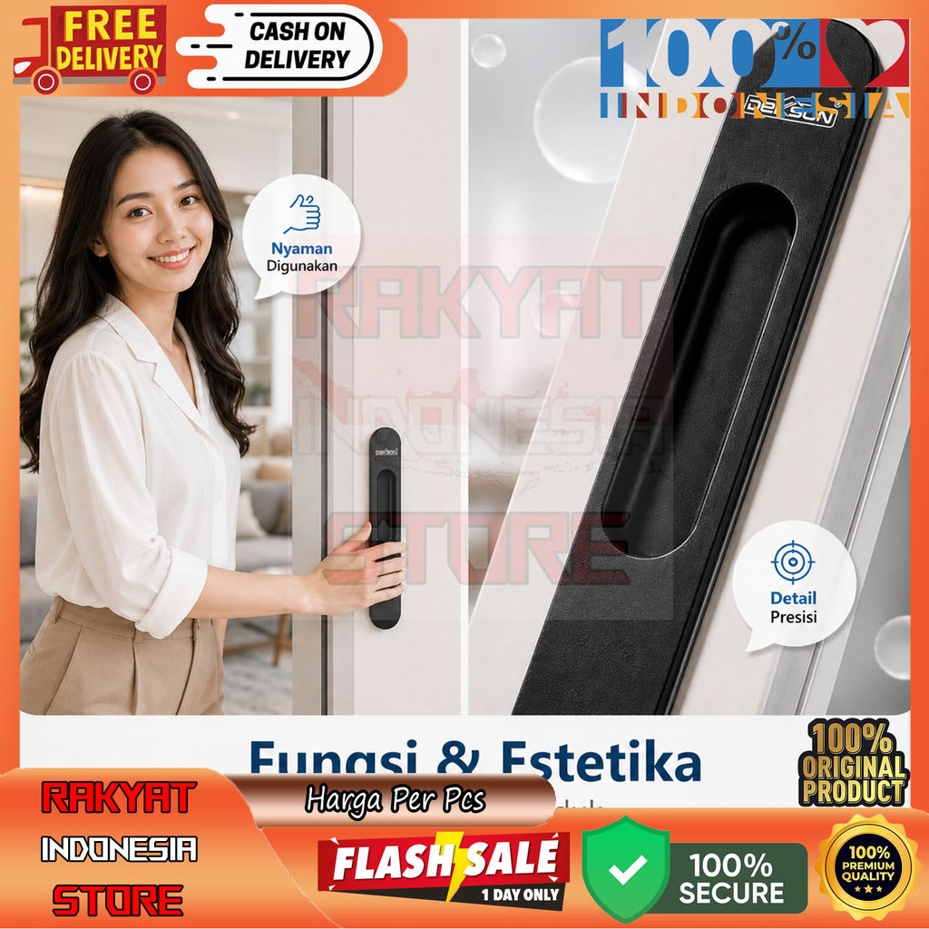 Flush Pull Handle Dekson Tarikan Pintu Geser Tanam Warna Hitam Putih Gold Sliding Door Handle Alumin
