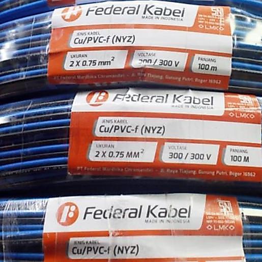 Promo Kabel Twin Round Nyz 2X0,75 2X0.75 2X0,75Mm Federal @100Meter Cod