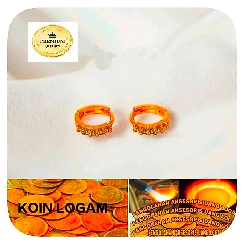Anting Jepit Wanita Anti Karat Koin 91 Ori Tidak Luntur Perhiasan Lapis Emas 24k Pengganti Emas Asli