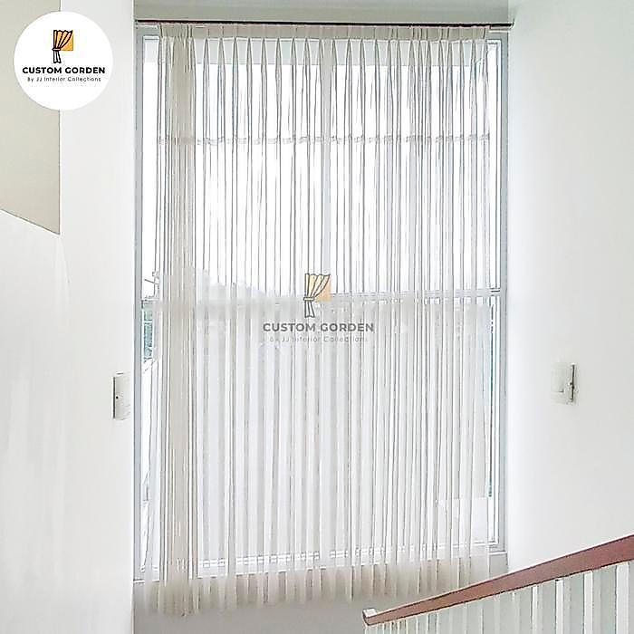 Vitrase Polos Minimalis Pelapis Gorden Voile Kain Putih transparan -CG