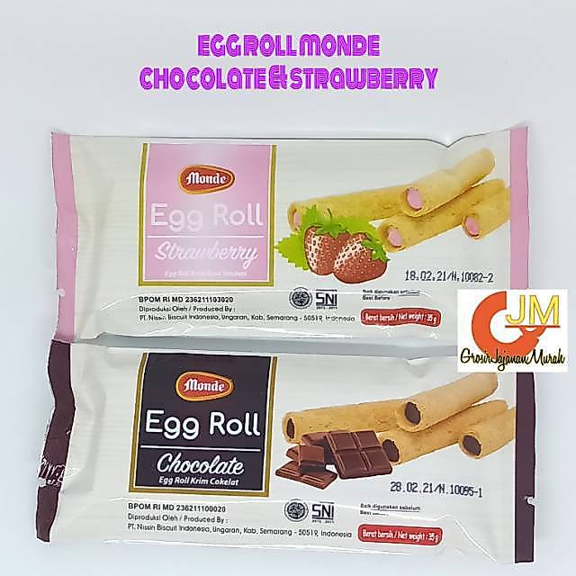 JARANG ADA EGG ROLL MONDE KECIL STRAWBERRY | COKELAT | KEJU JAJANAN JADUL