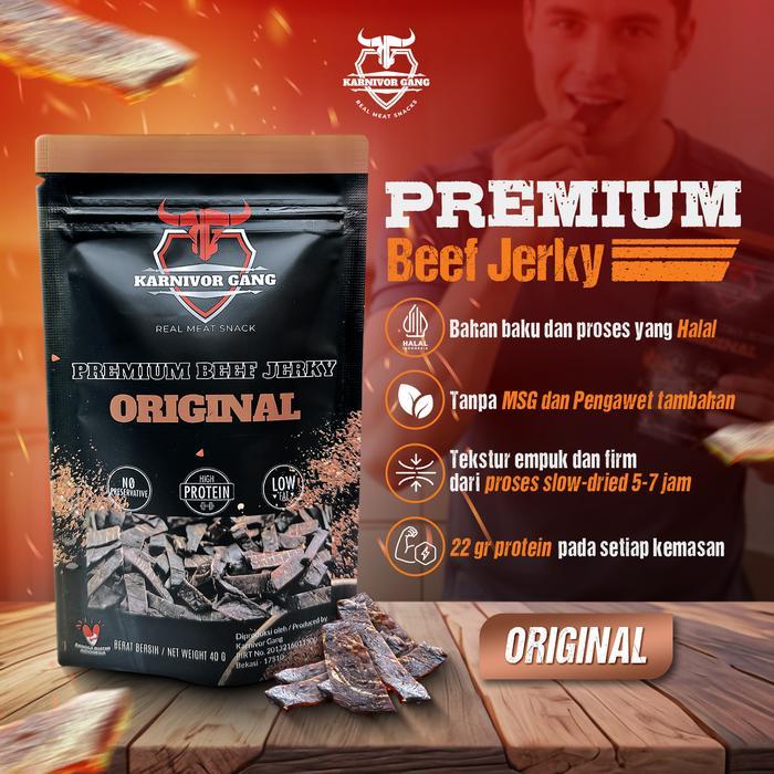 Beef Jerky Smoky barbeque Original – Snack Dendeng High Protein halal – Karnivor Gang