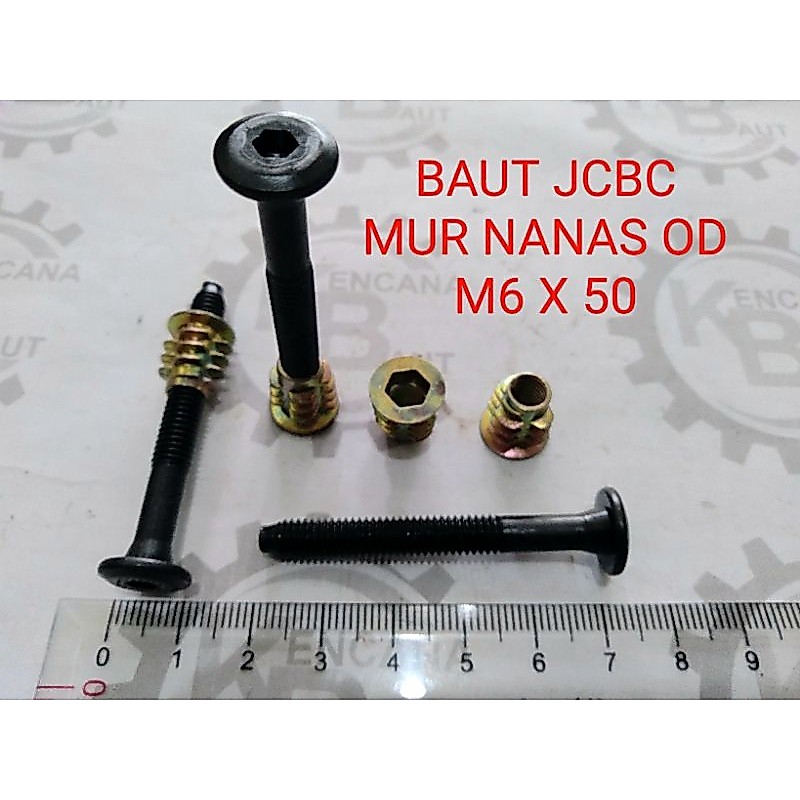 BAUT JCBC M6 X 50 MUR NANAS OD HITAM / KNOCKDOWN / BAUT SPEAKER / BAUT MEBEL / DIPAN  / LIGNA