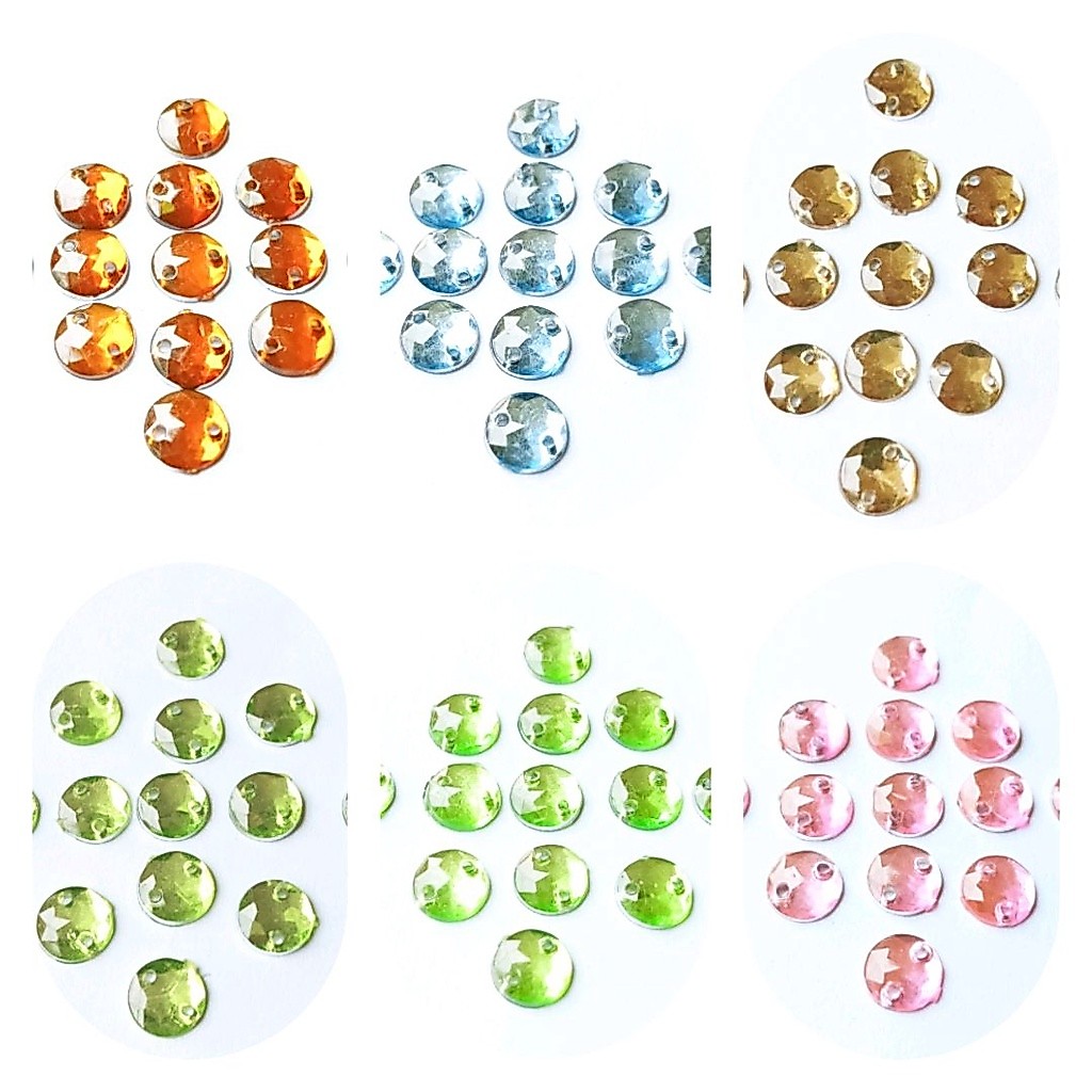payet diamond kristal akrilik jahit bulat grade B ukuran 8mm size kecil per 20 butir