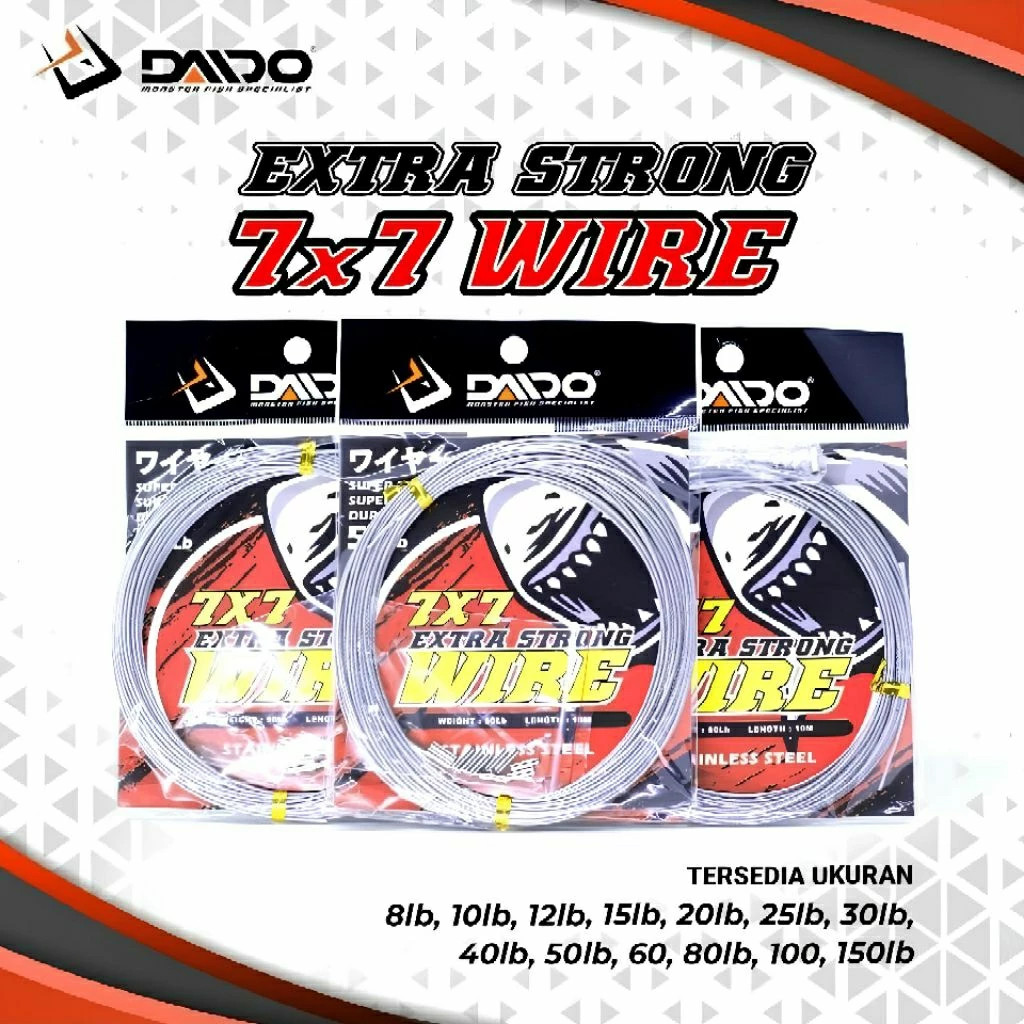 Neklin Pancing DAIDO Wire 7x7 10 Meter (6Lb - 80Lb) Lentur Kuat Murah