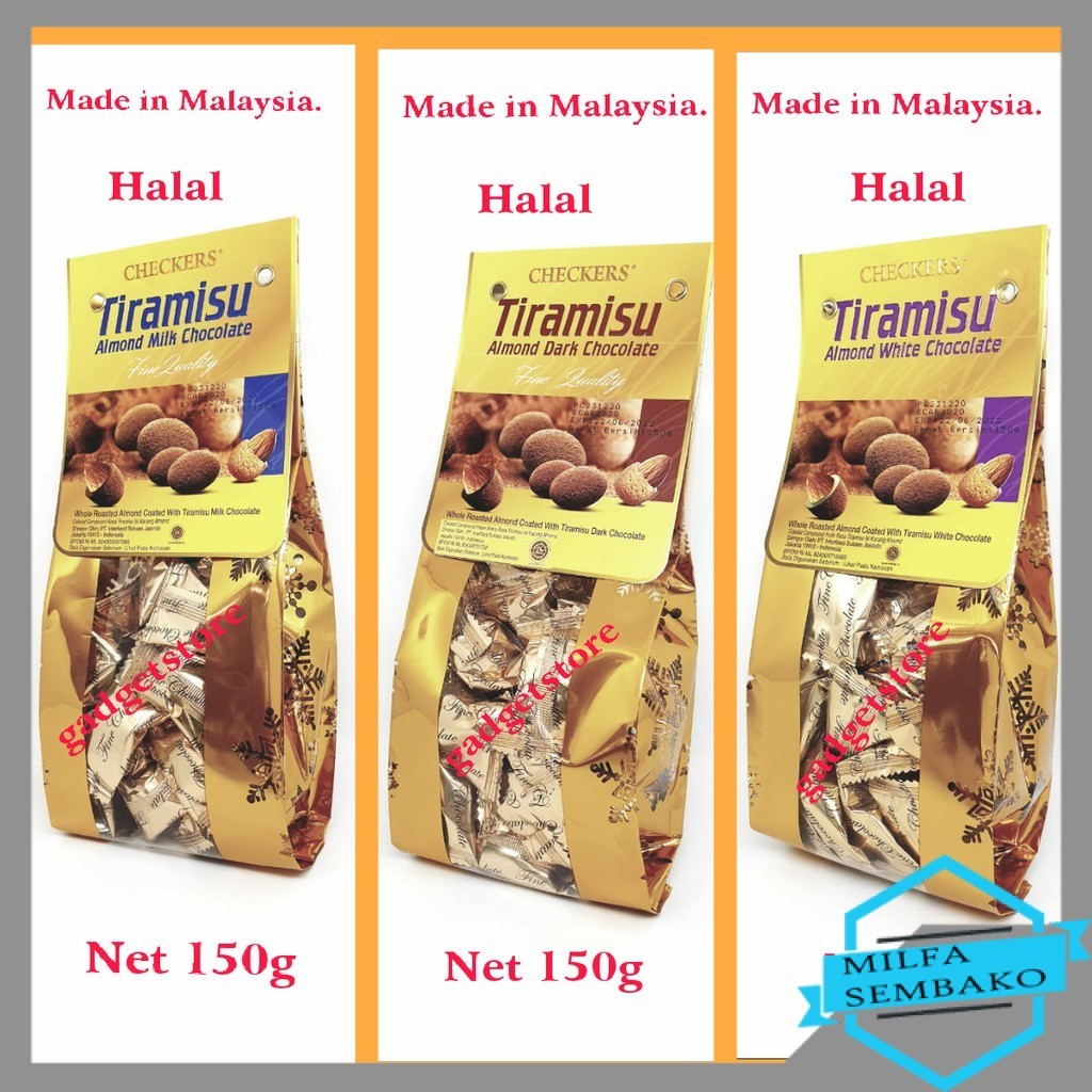 HS1080 Coklat Checkers Tiramisu Almond 150 Gram