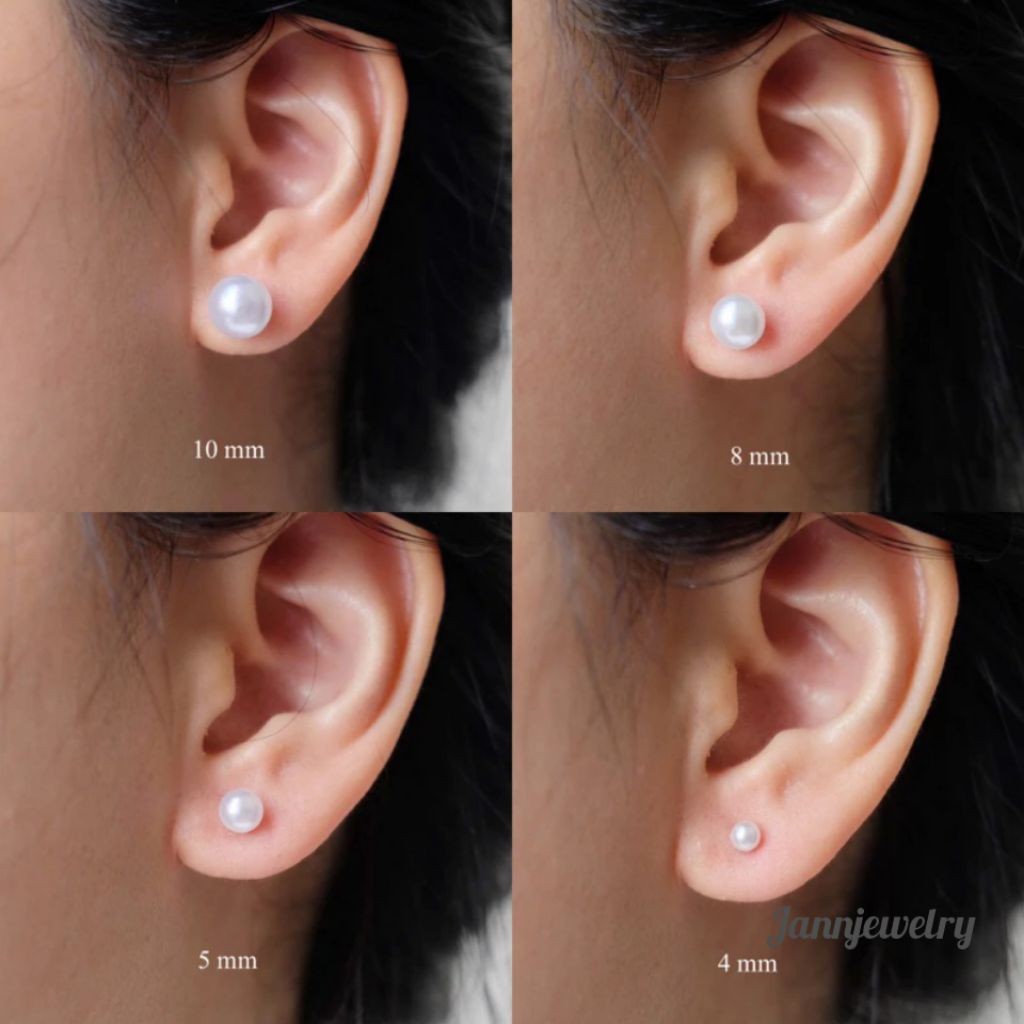 Anting giwang mutiara Titanium Asli Anti Karat Tidak Alergi Permata Mutiara 1 pasang