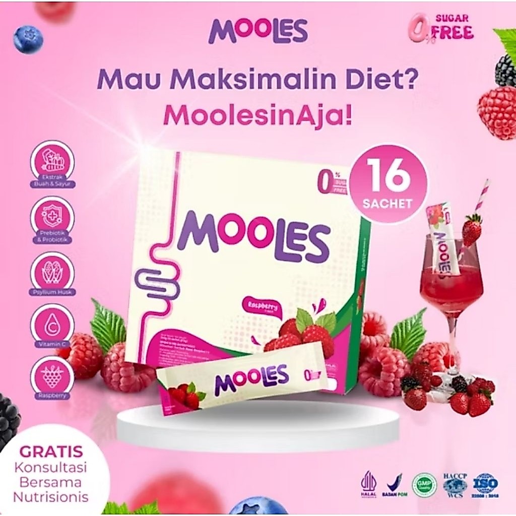 Mooles Fiber 1 box isi 16 sachet original