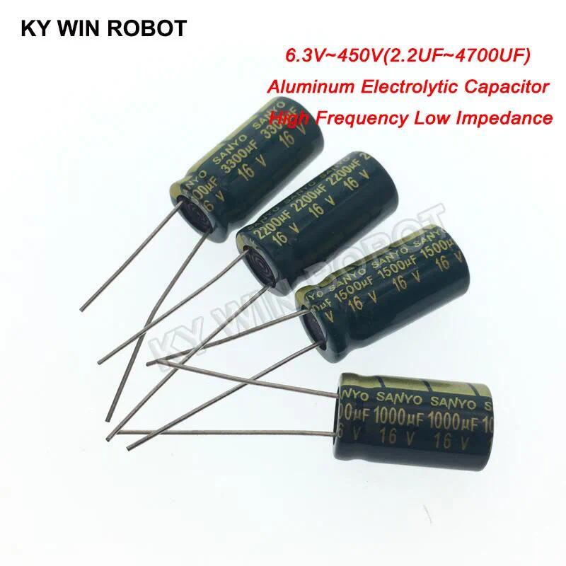 10V 16V 25V 35V 50V 400V Kapasitor Aluminium Frekuensi Tinggi ESR Rendah 100UF 220UF 330UF 470UF 680