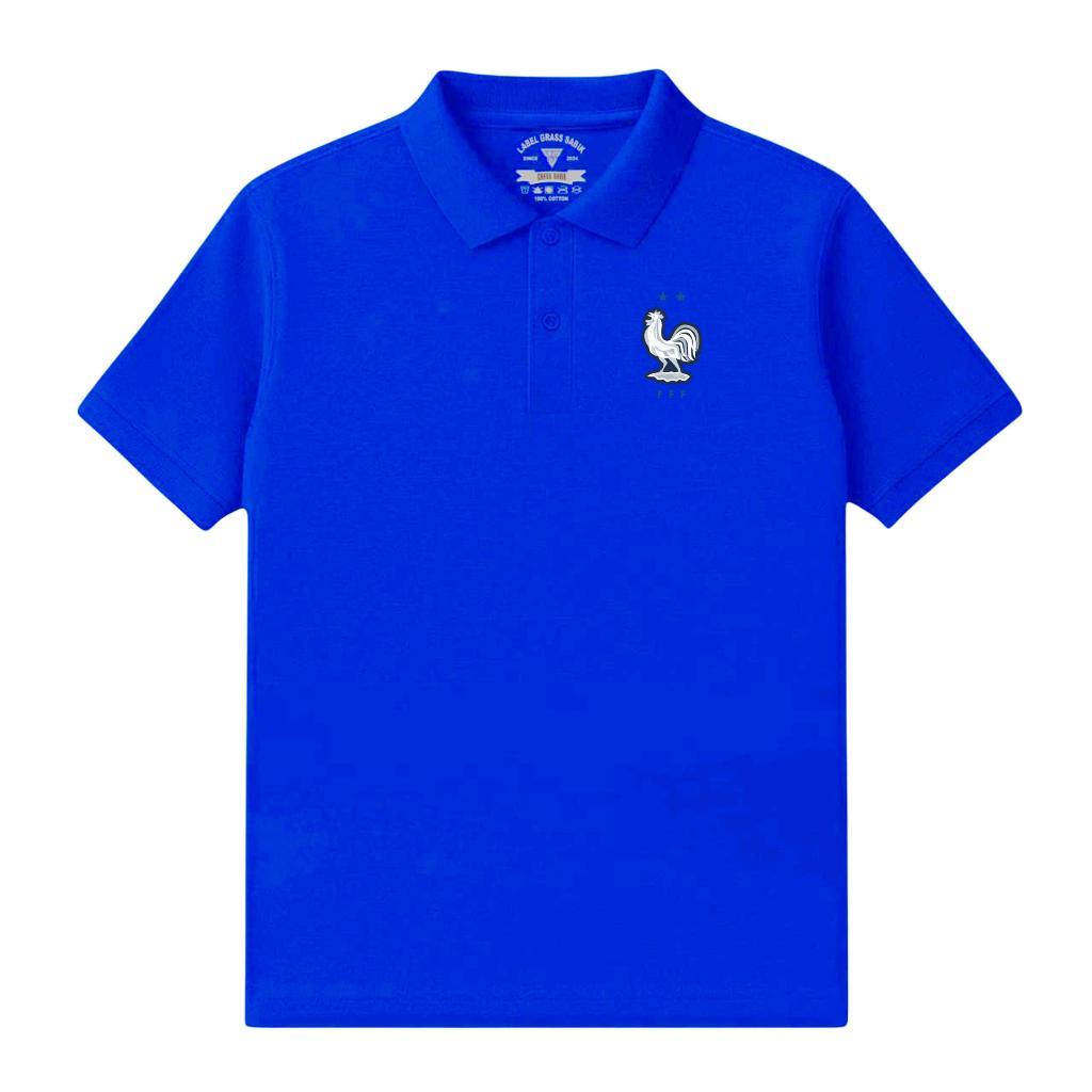 Grass Sabik - Polo Shirt Negara Prancis Kaos Bola Piala Dunia 2026 Kaos Kerah Pria Wanita-Biru