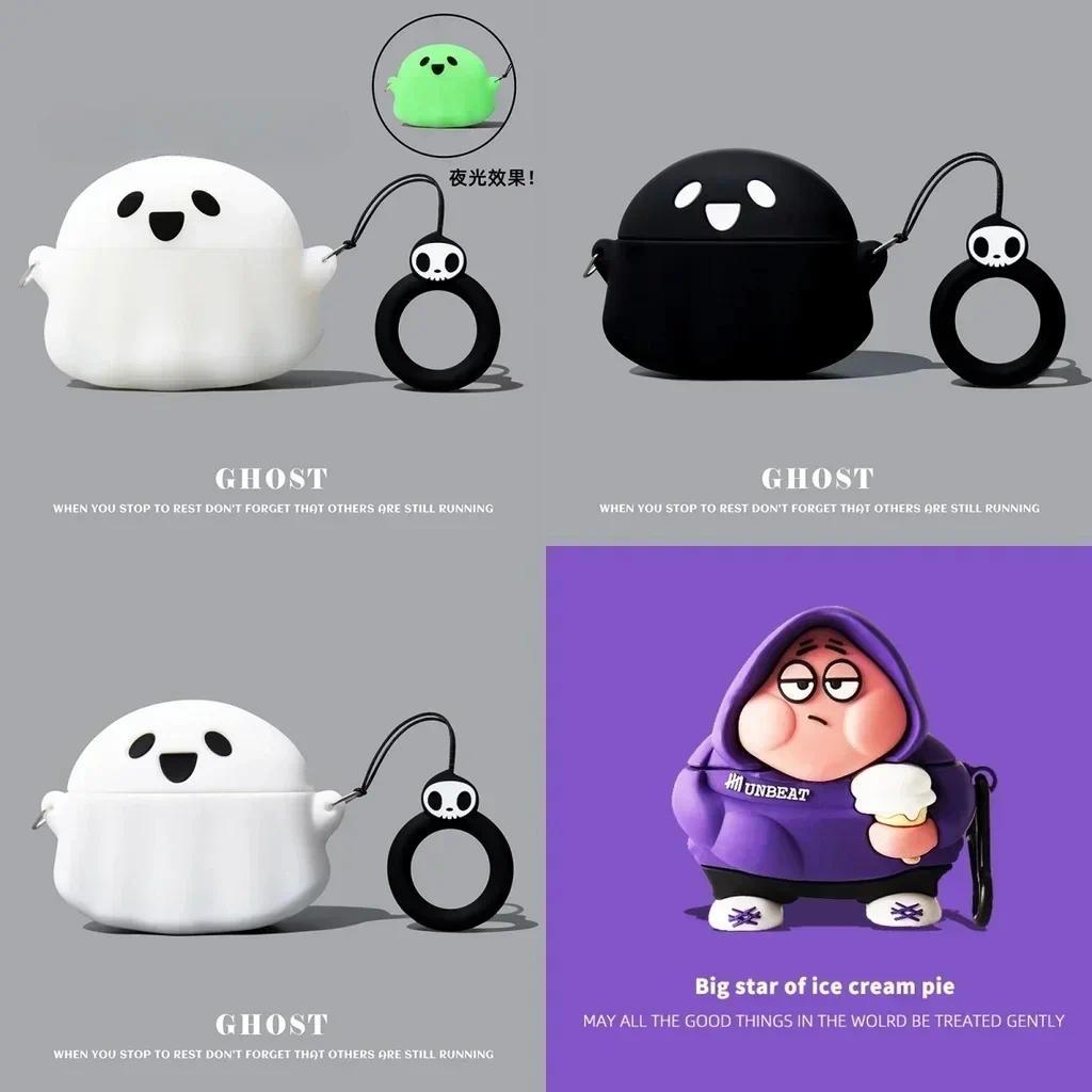 For Anker Soundcore Liberty 4 NC Earbuds Case Cartoon Ghost Cute Soundcore Liberty 4 NC Silicone Sof