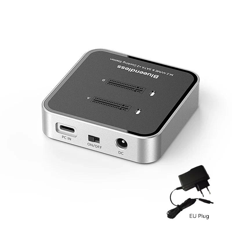 DualBay M2 NVMe SSD Enclosure, 20Gbps USB32 TypeC Offline Clone Duplicator, PCIe NVMe SSD Reader