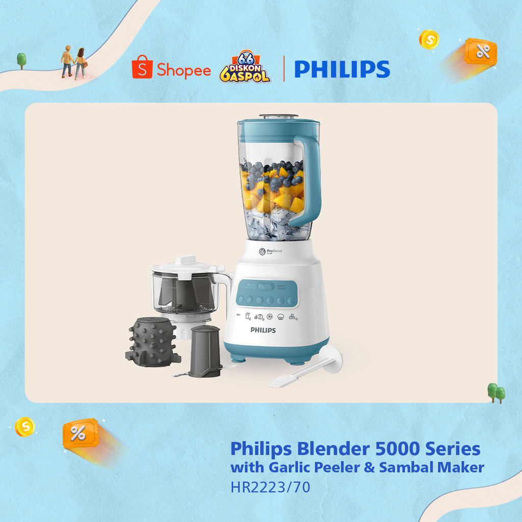 Blender Philips Plastik 2 liter - 5000 Series HR2223/70 - Blender jus - Blender bumbu philips (Chopp