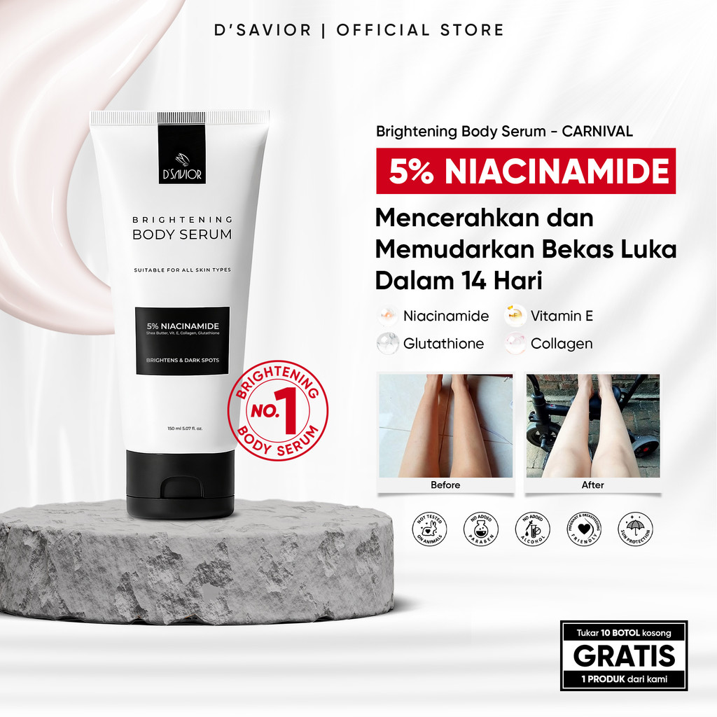 D'SAVIOR Brightening Body Serum Niacinamide 5% High Grade 150ml | Serum Pelembab Pencerah Kulit