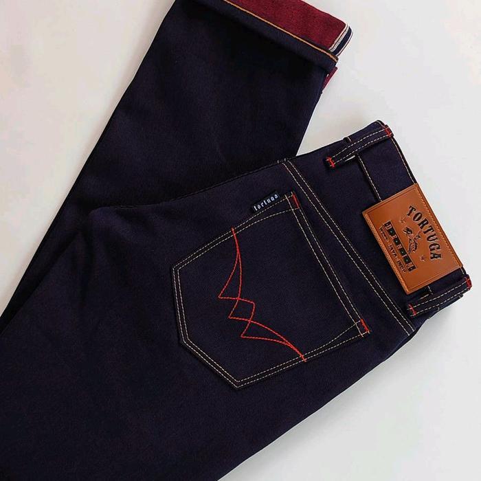 Tortuga denim, celana denim/jeans indigo x red welf 15oz selvedge accents - Vulkanos - slimfit, 26