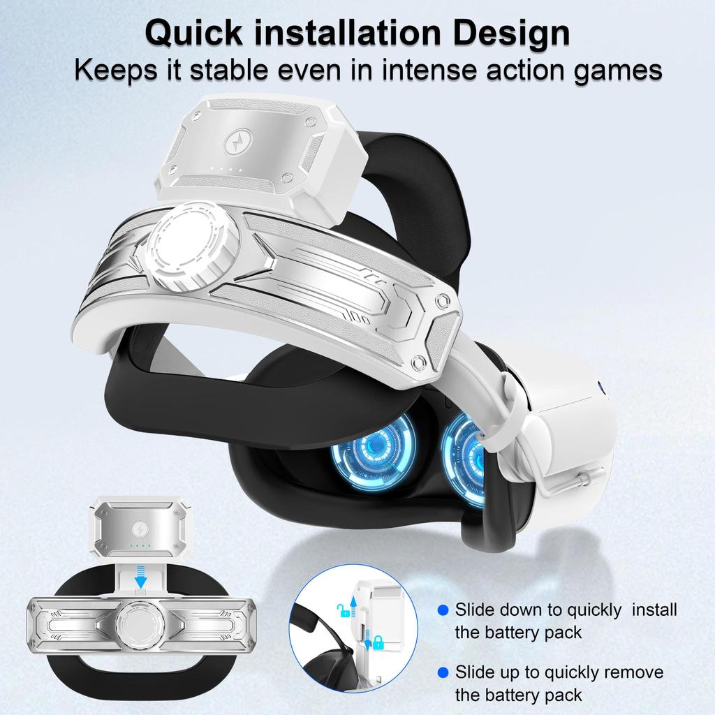 Head Strap with Battery for Meta/Oculus Quest 2,Adjustable Elite Strap Replacement Accessories for O