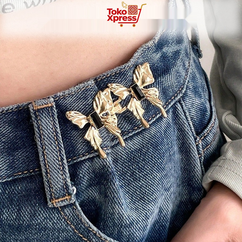 Toko Xpress Pengatur Kancing Jeans Set 2pcs Motif Kupu Kupu Lucu Untuk Anak Dan Dewasa Praktis Mudah