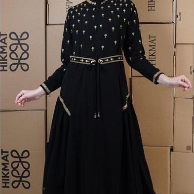 Hikmat Original Fashion A3013 - Abaya Hikmat - Noerbutikmuslim - Gamis Lebaran - Gamis Mewah - Gamis