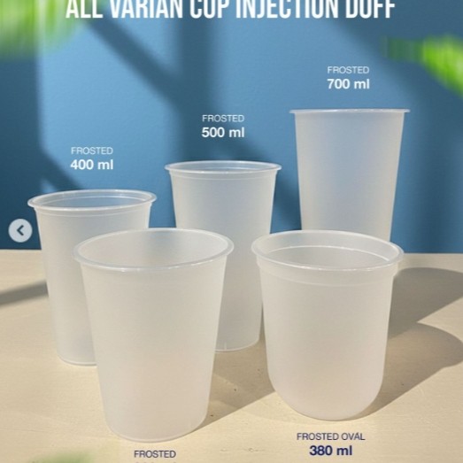 KemasanYA FROSTED CUP INJECTION THINWALL FROSTED PUTIH DOFF CUP INJECTION DOFF ANEKA UKURAN GABUNGAN