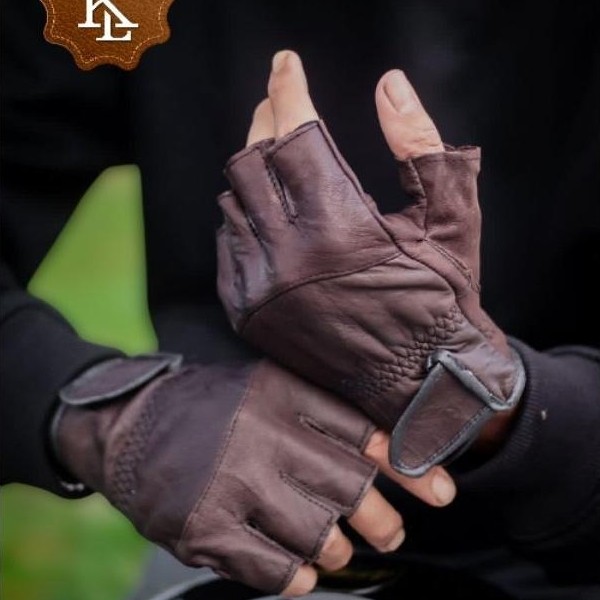 Ready Stok sarung tangan kulit asli motor half pria ready big size jumbo XXL