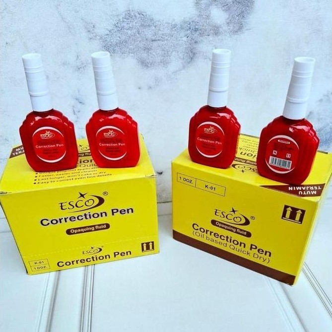 ESCO ISI 3/6 Pcs - Tipe X Esco Correction Pen Tip Ex Cair Pengesian Tulisan Berkualitas Stationery