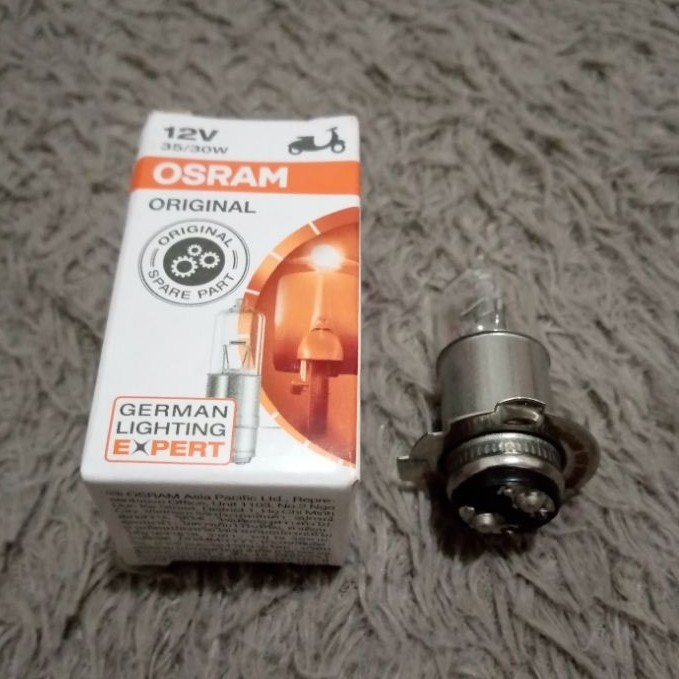 BOHLAM LAMPU DEPAN HALOGEN OSRAM 12V-35W KEKUNINGAN SOKET H6 UNIVERSAL