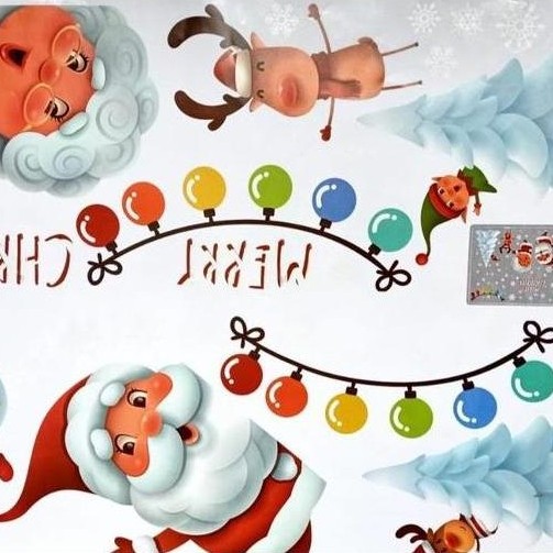 Stiker Film Motif Natal Santa Dekorasi Natal