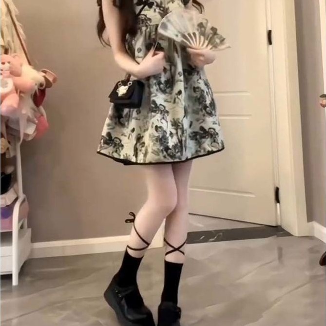 [COD]Gadis-gadis gaun gaya Cina baru, gaun kerah boneka, gaun kerah boneka