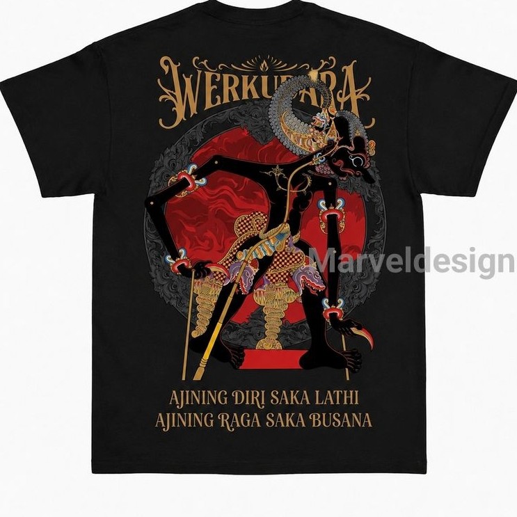 KAOS WAYANG WERKUDARA, AJINING DIRI SAKA LATHI AJINING RAGA SAKA BUSANA, KAOS PRIA  ,T-SHIRT COTTON 