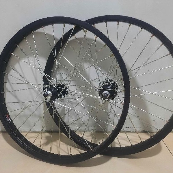 SIMZET_SHOP Wheel Set Sepeda Ukuran 20 Velg Jadi Pelk Jadi 20 Velg 20 Hitam Siap Pakai Wheel set sep