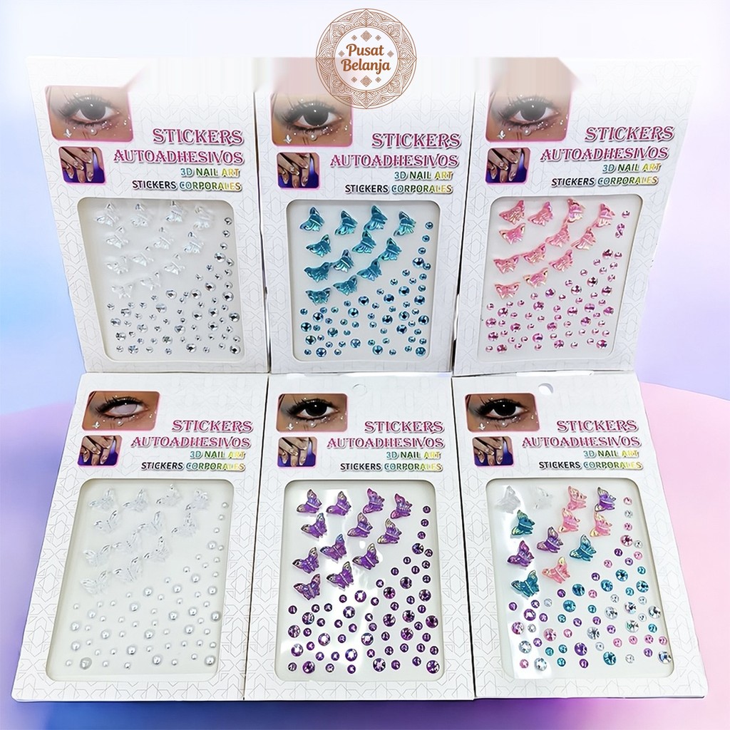 Pusat Belanja Stiker Wajah Bunga Kupu DIY Manik Mutiara Hiasan Muka Konser Cosplay H1097 COD