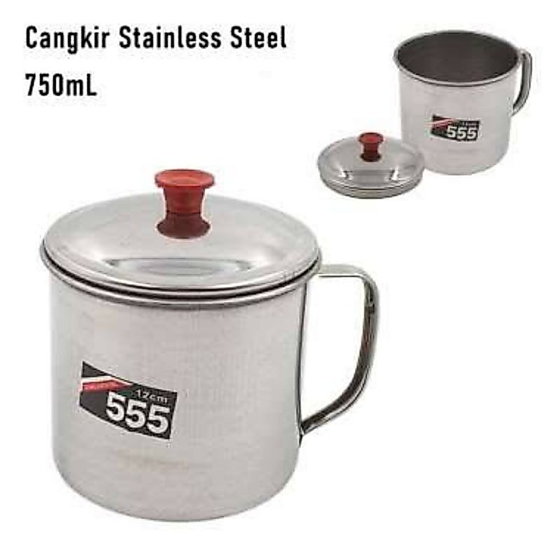 Cangkir 555 Stainless dengan tutup Mug stainless