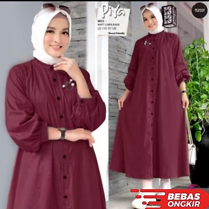Shanghai Gamis rayon full kancing polos