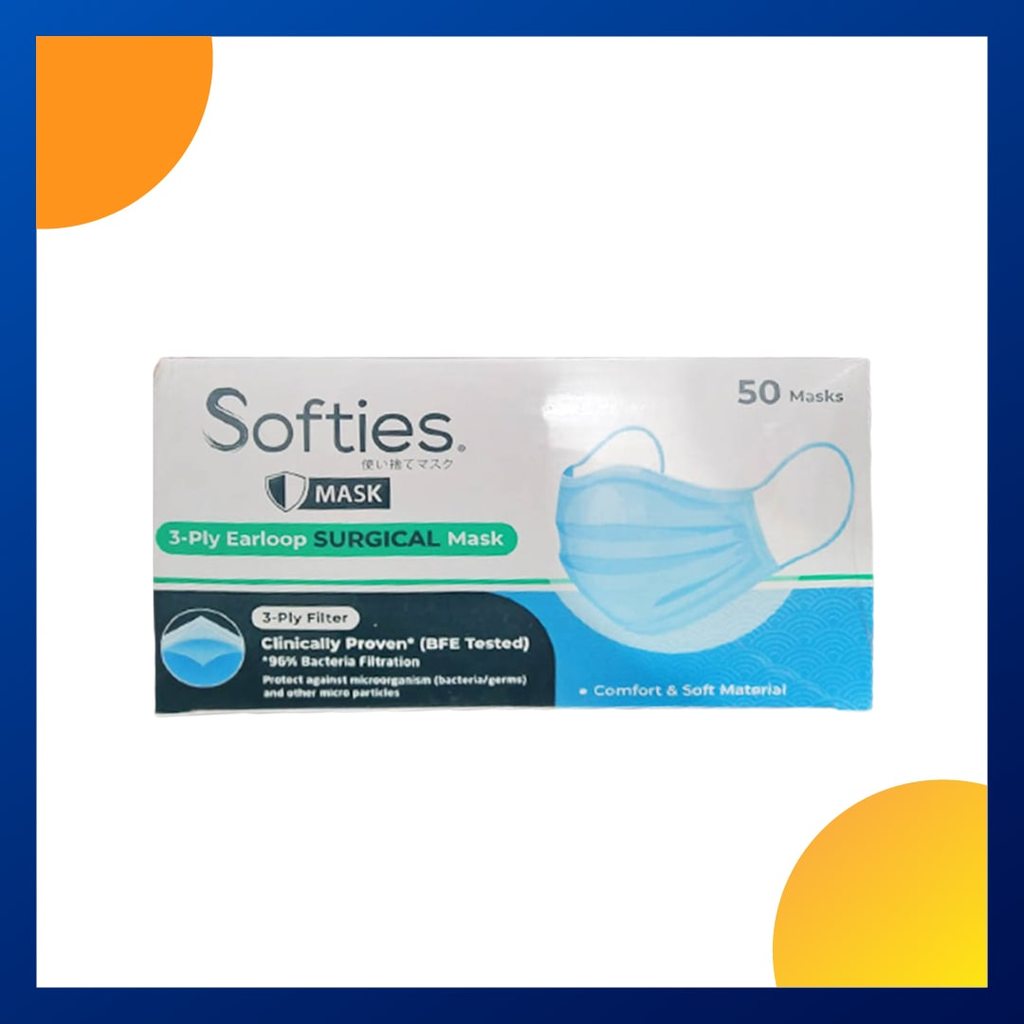 Softies 3ply Earloop Surgical Mask Box 50 Pcs