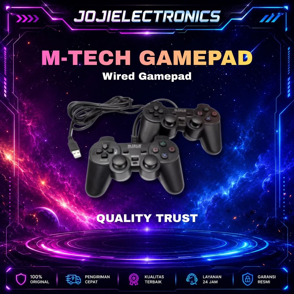 M-Tech Gamepad Stik PC Joystick Stick PC Double Getar Garansi Resmi Original