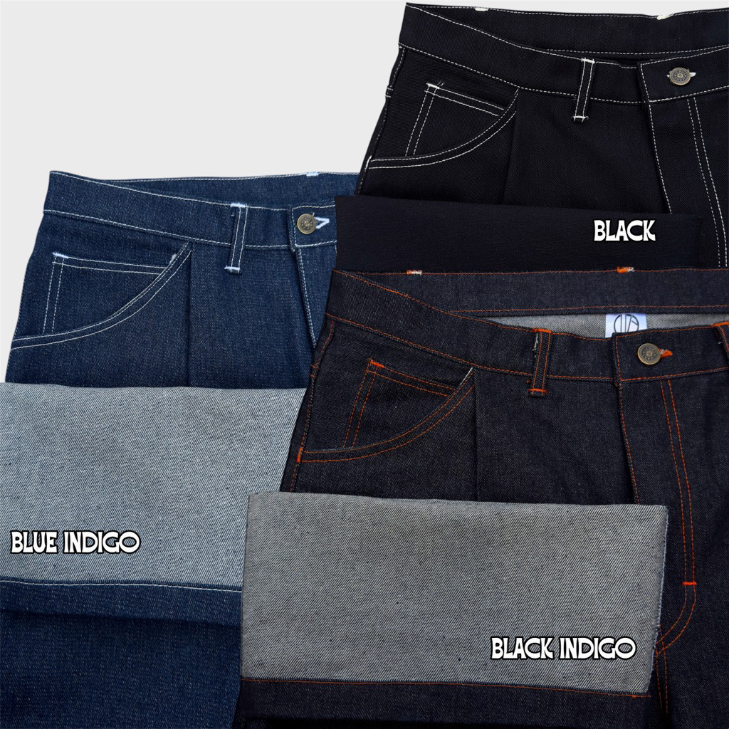 GRS.co - Celana Jeans Baggy Raw Denim Tebal 14 Oz Premium Kekinian