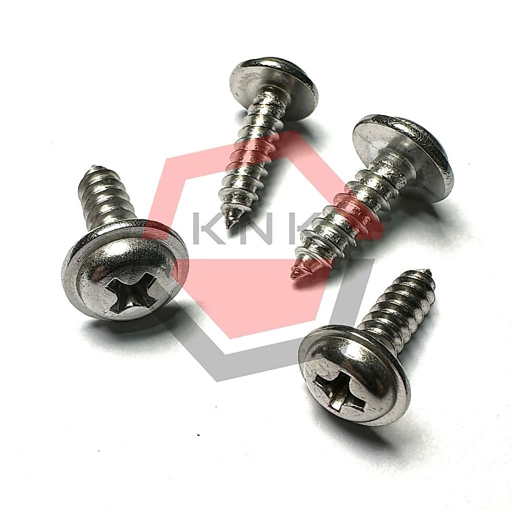 SKRUP BODY MOTOR 5x16 STAINLESS STEEL FLANGE PAN HEAD [OBENG +]