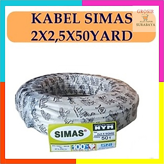 SIMAS KABEL LISTRIK NYM 2X2,5mm 50 Yard / Kabel Tembaga Murni SIMAS 1 Roll