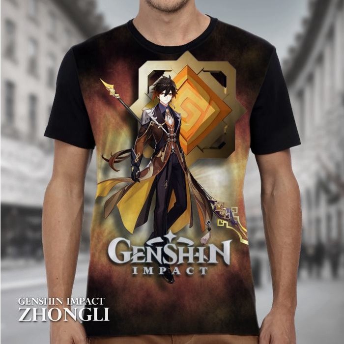 KAOS GENSHIN IMPACT ZHONGLI Baju Tshirt Gaming Baju Genshin Wibu Distro Keren Premium Dewasa dan Ana