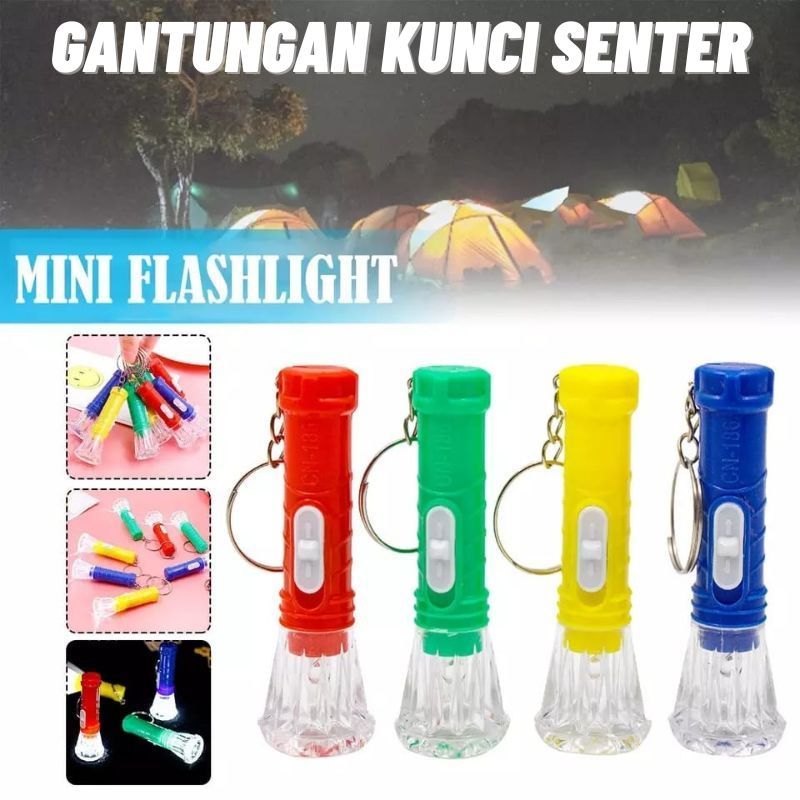 Gantungan Kunci Senter LED Mini Warna Warni Souvenir Gantungan Kunci Flashlight