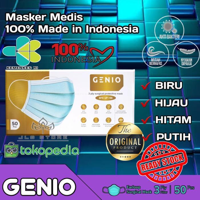 Masker Media Premium Genio | Masker 3 ply | Disposable Face Mask - Biru TERLARIS