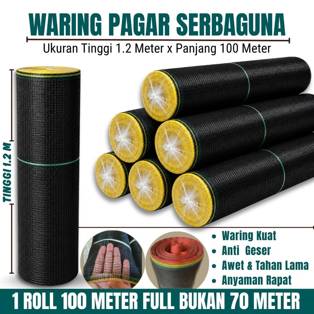 Jaring Waring Ukuran 100 M x 120 CM / Jaring Waring Pagar Kebun / Sekat Kolam / Pagar Ayam