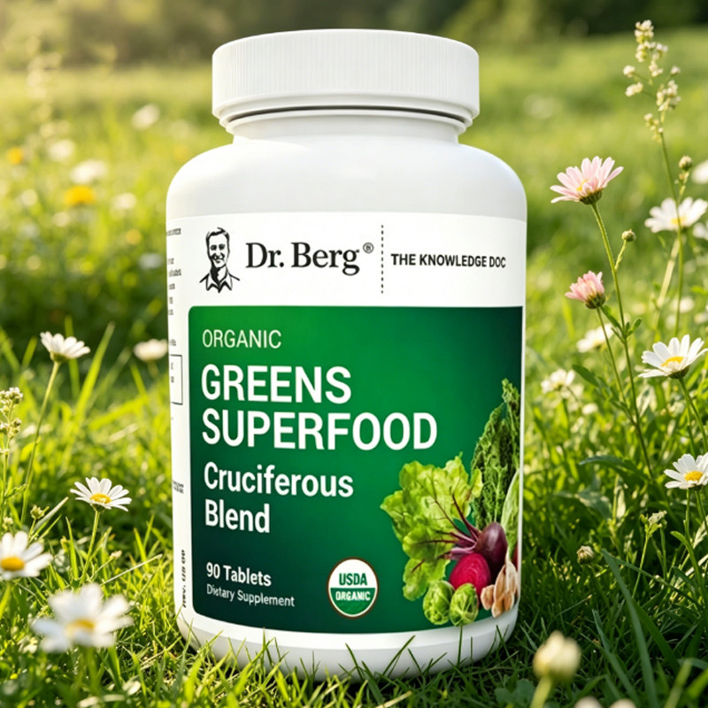 Dr. Berg Organic Greens Superfood Cruciferous Blend - Vegetable Supplement with 11-Superfoods 90ct
