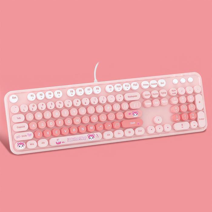 MOFii Wired Keyboard Untuk Windows Mac Sweet Bear - Merah Jambu