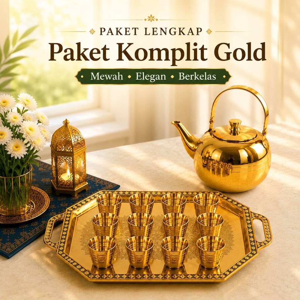 PAKET A4 Paket teko stainless gold  teko gold cucing gold nampan gold cucing zam zam teko zam zam ge