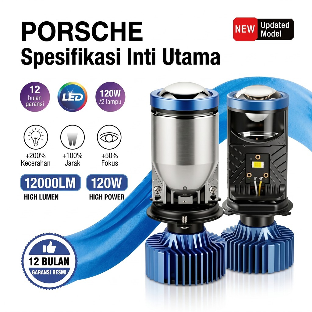 Lampu LED Original Porsche H4 Lebih Terang Dari Lampu LED & Halogen Biasa